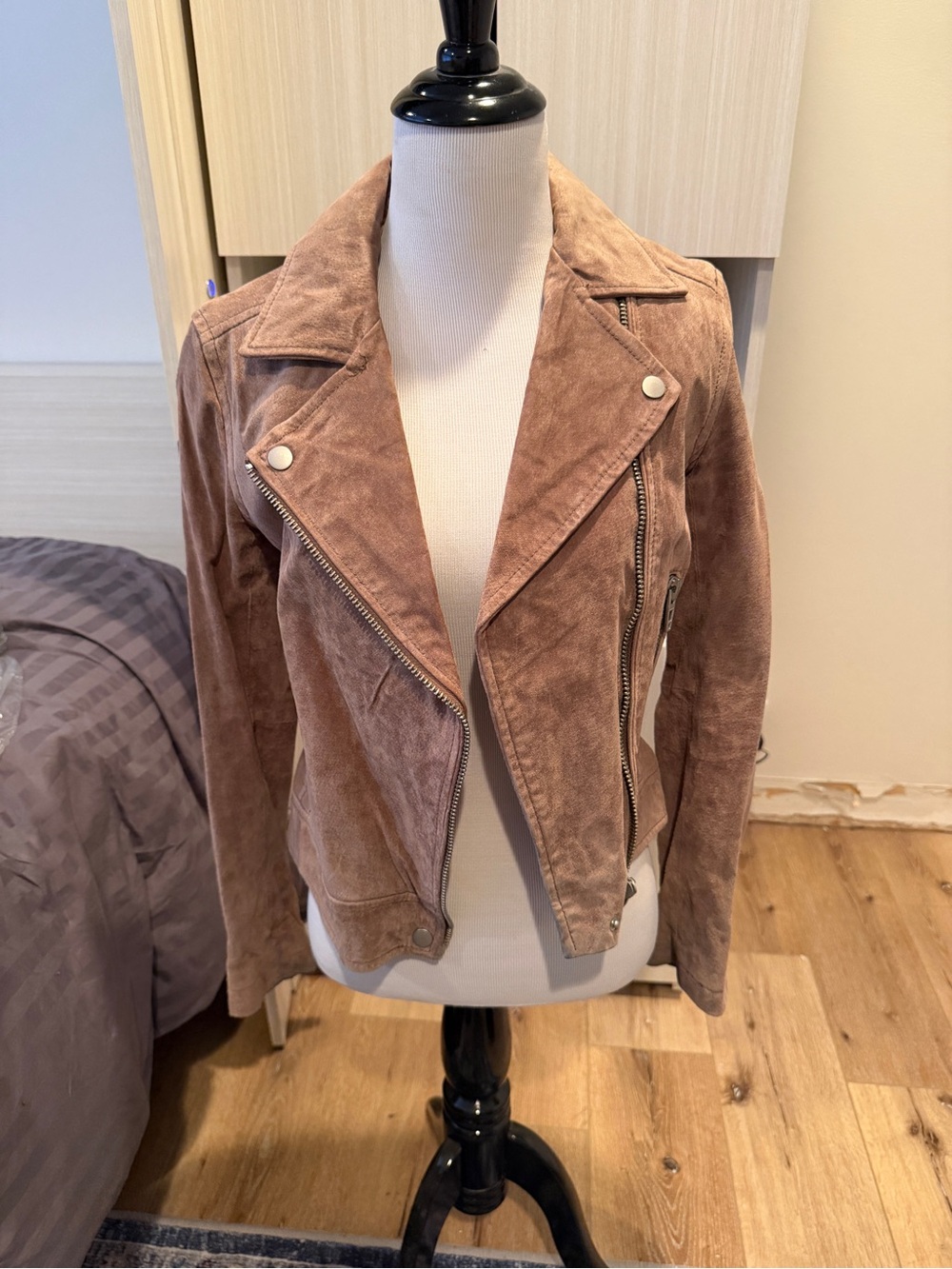 BlankNYC tan suede moto jacket XS
